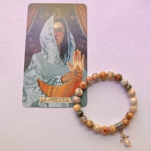 Esme ~ the Priestess ~ Handmade Natural Crystal Beads Bracelet Agate Jasper